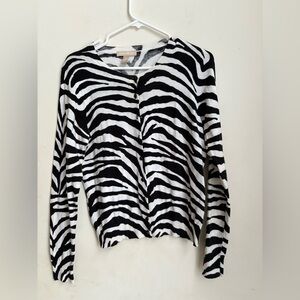 BANANA REPUBLIC ZEBRA PRINT CARDIGAN 100% COTTON SIZE L